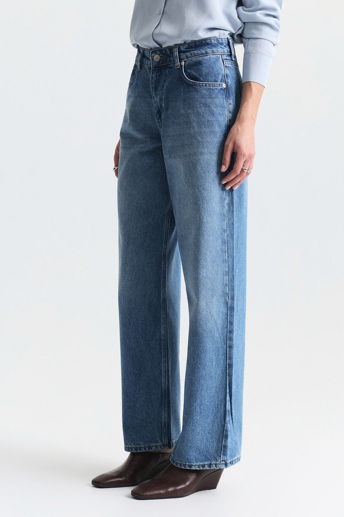 Yüksek Bel Geniş Paça Jean