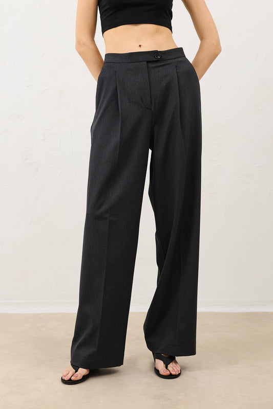 Antioch Yüksek Bel Pileli Kadın Pantolon