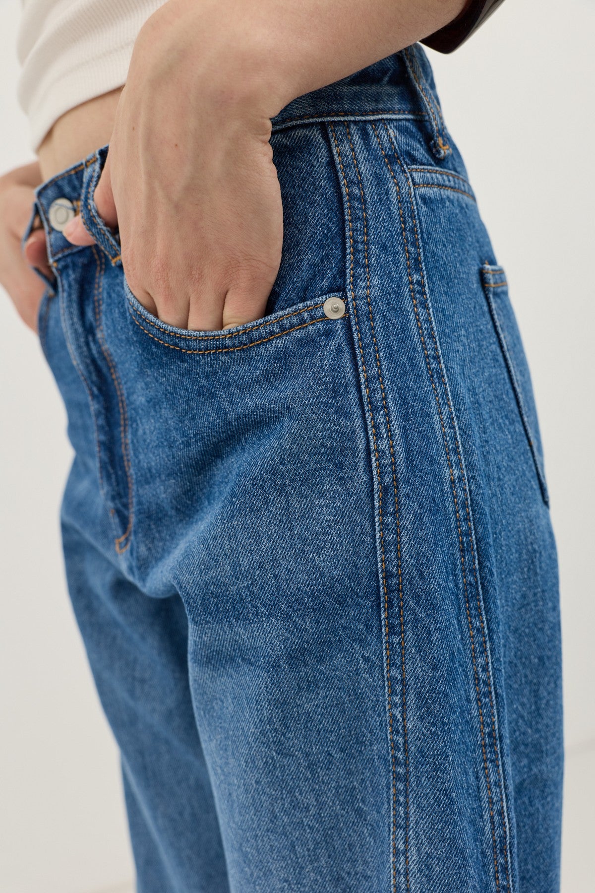 Katlanmış Paça Barrel Jean