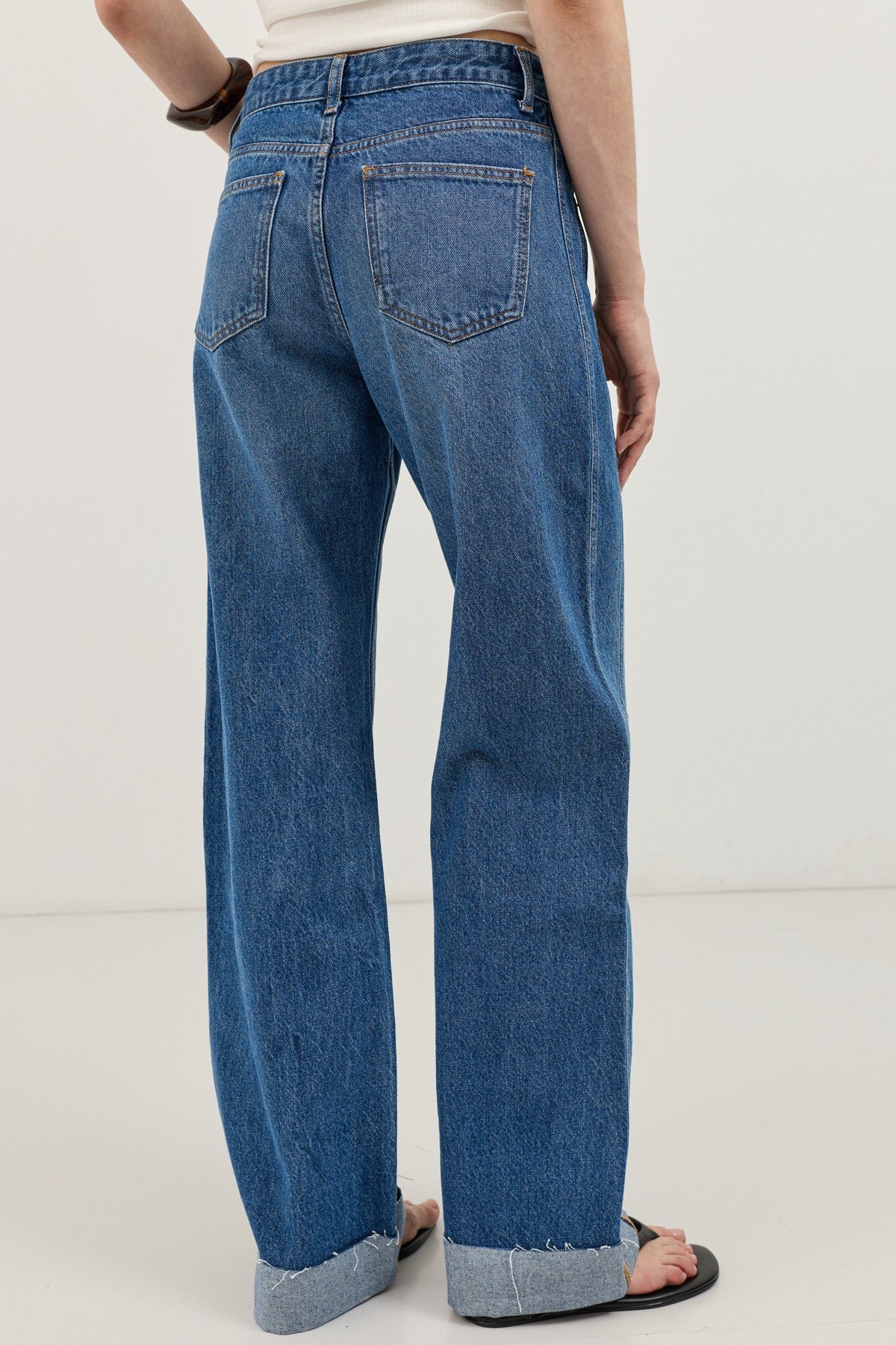 Katlanmış Paça Barrel Jean