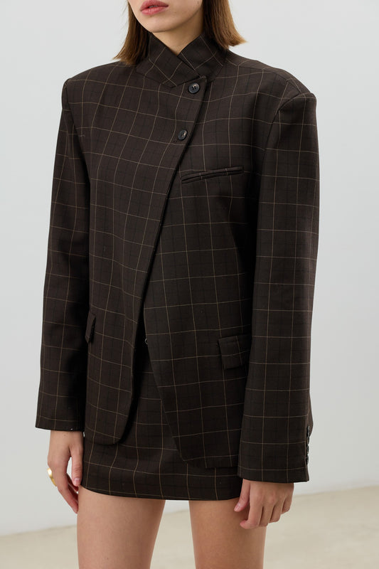 Antioch Kareli Dik Yaka Kadın Blazer Ceket