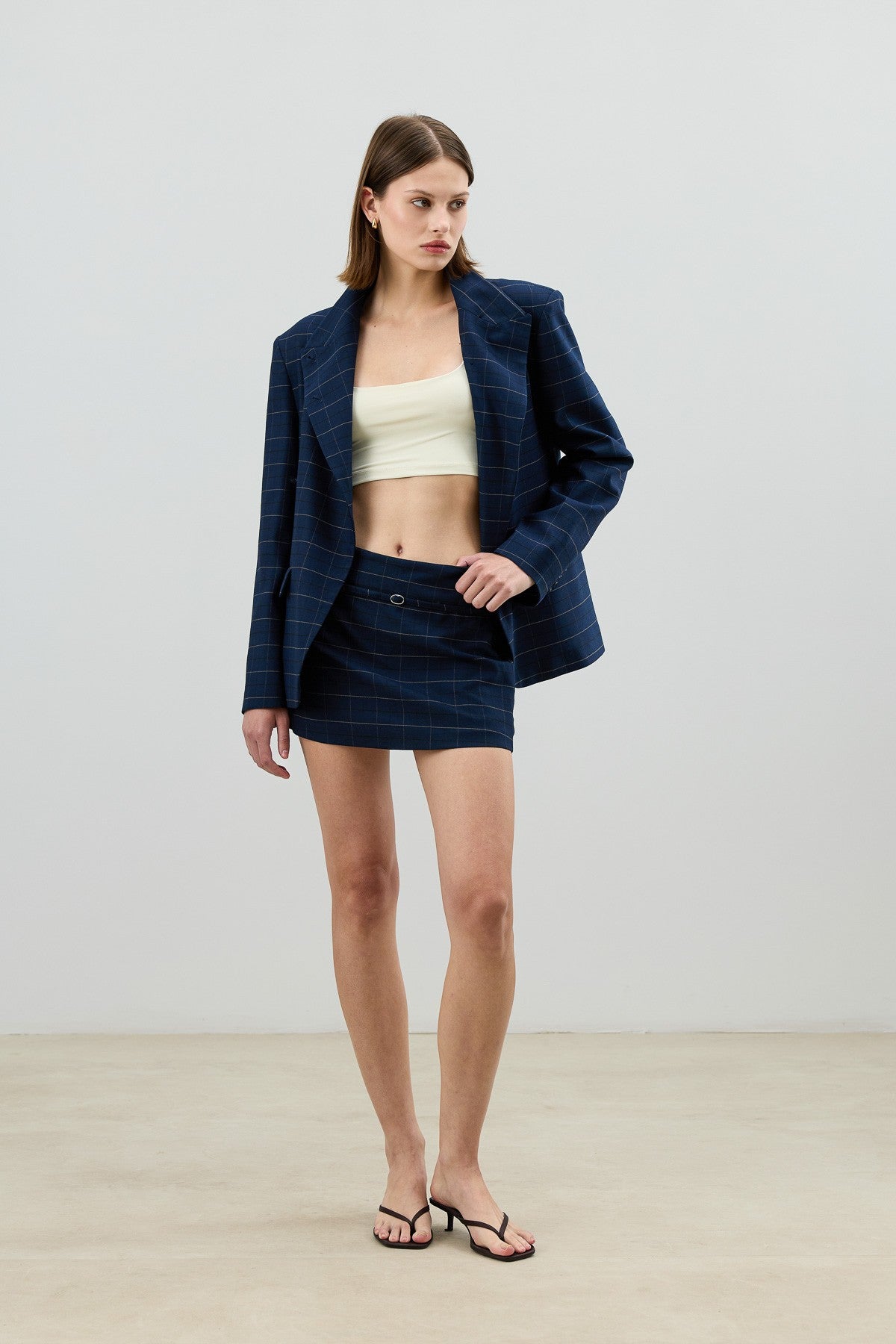 Antioch Kareli Dik Yaka Kadın Blazer Ceket