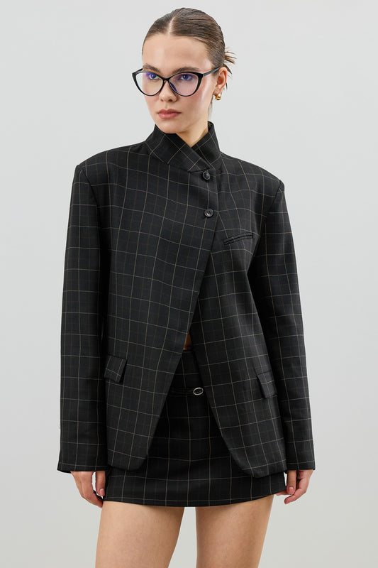 Antioch Kareli Dik Yaka Kadın Blazer Ceket
