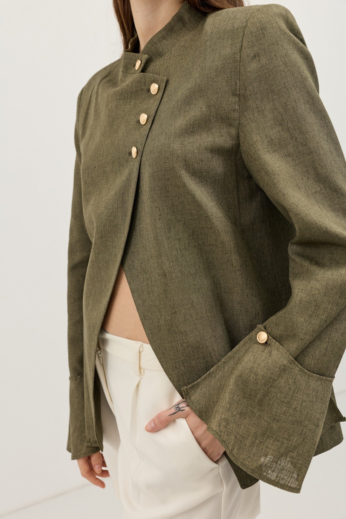 Keten Karışımlı Kadın Blazer Ceket