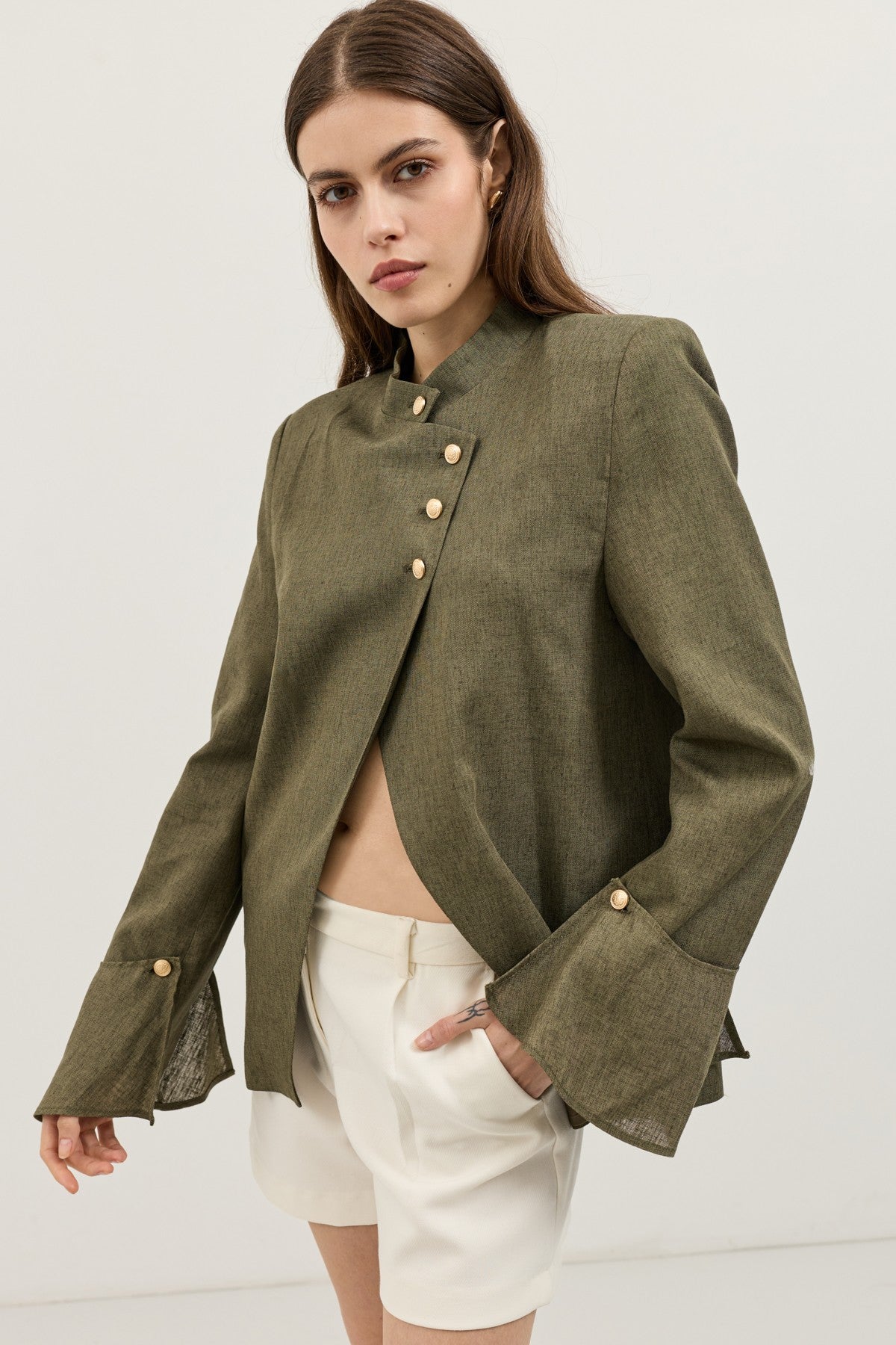 Keten Karışımlı Kadın Blazer Ceket