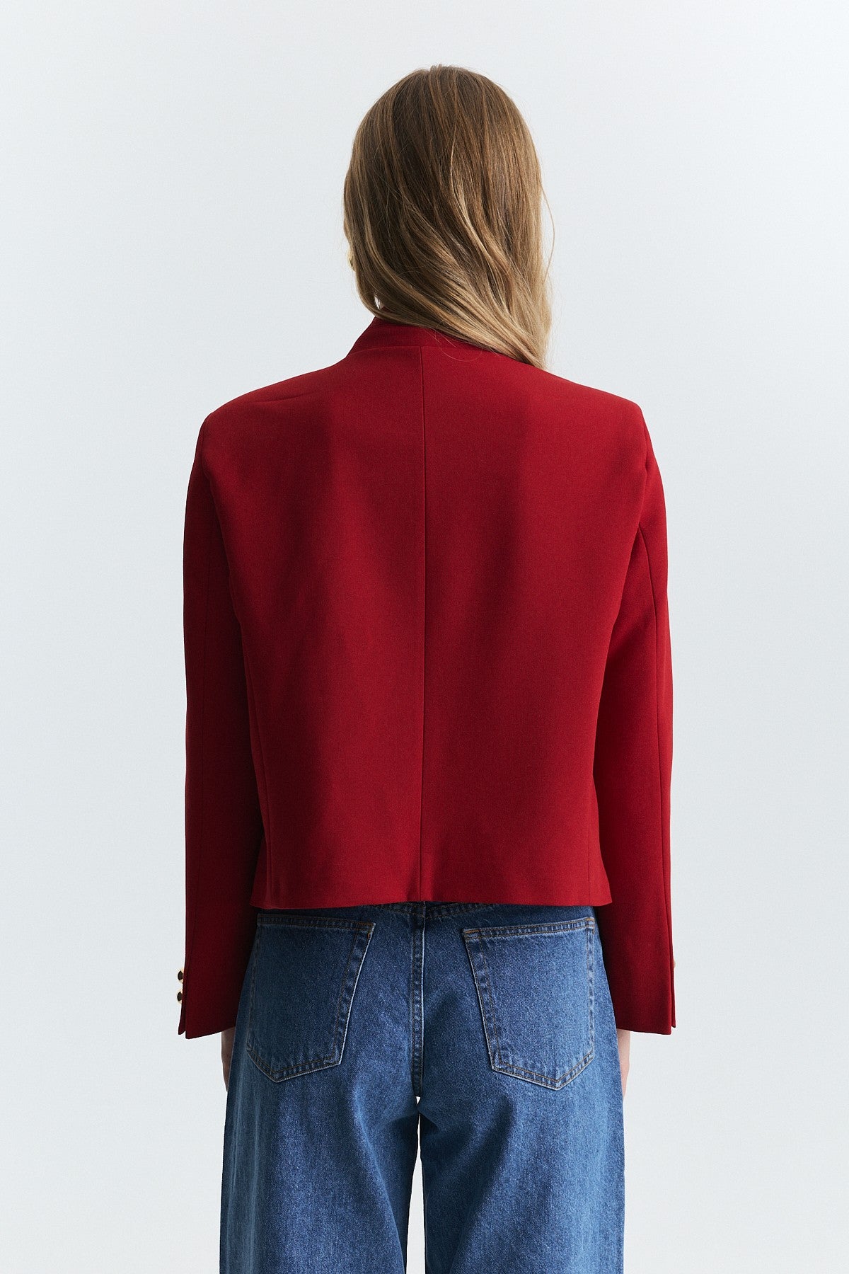 Dik Yaka Tek Düğme Blazer Ceket