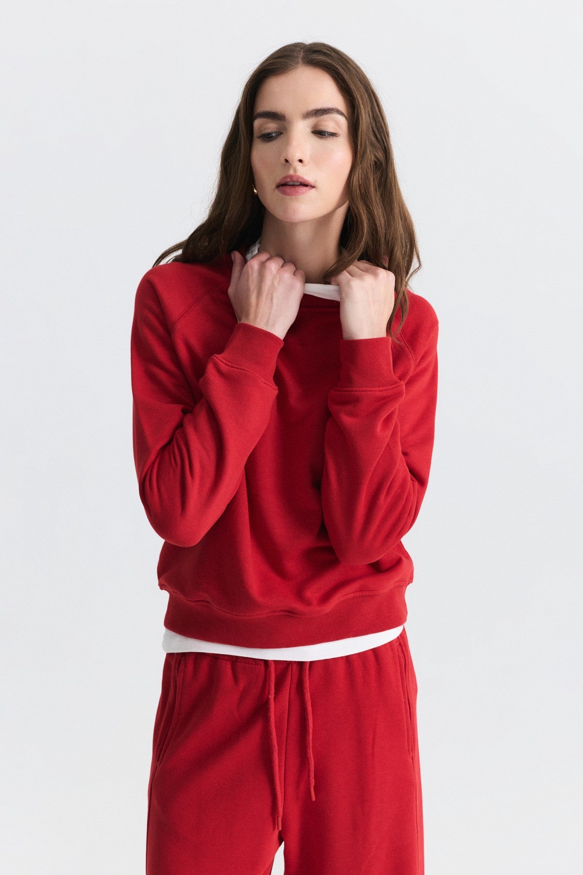 Bisiklet Yaka Sweatshirt ve Geniş Paça Pantolon Takım