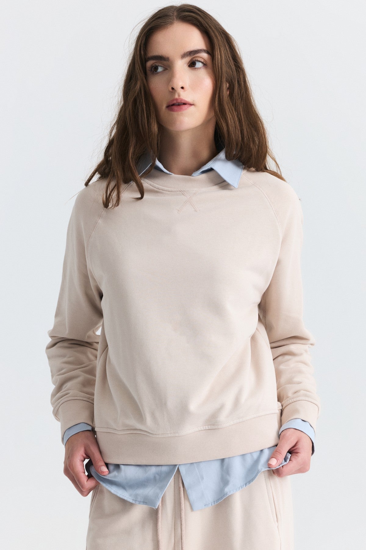 Bisiklet Yaka Sweatshirt ve Geniş Paça Pantolon Takım