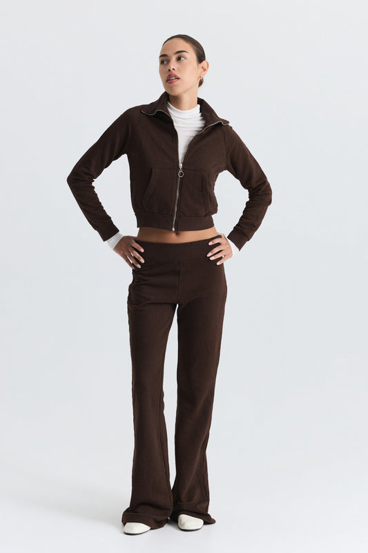 Fermuarlı Sweatshirt ve Çan Paça Eşofman Takım