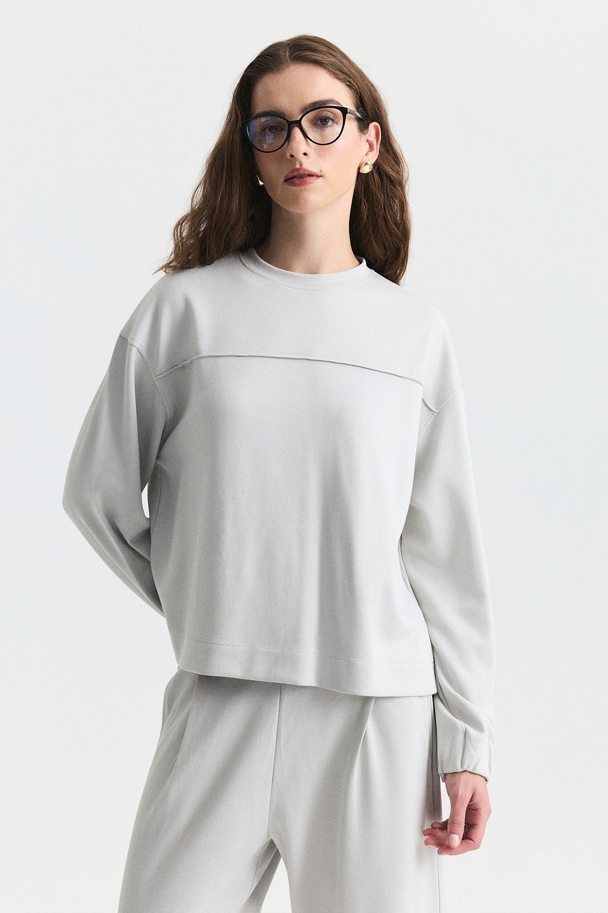 Bisiklet Yaka Sweatshirt ve Jogger Pantolon Takım