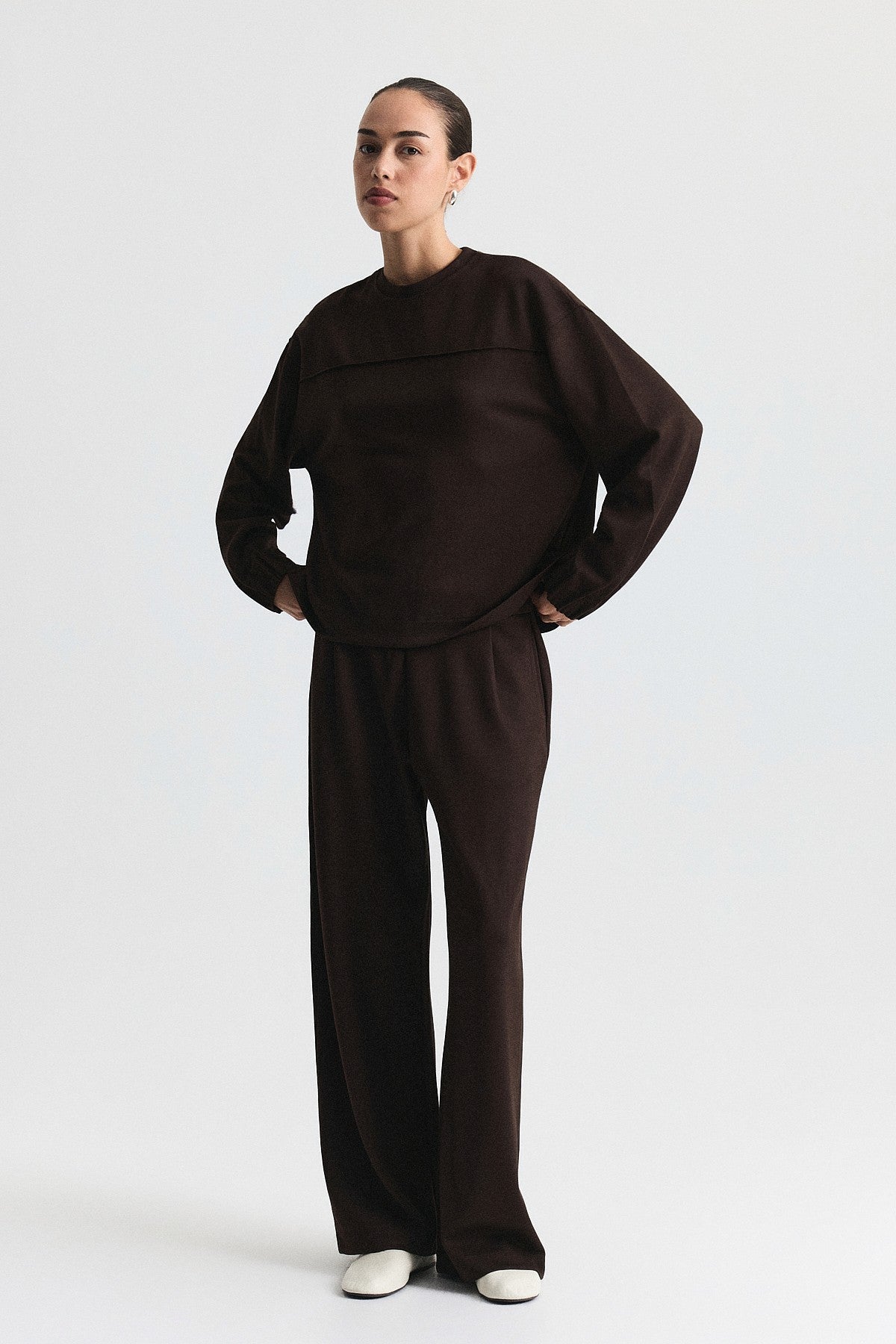 Bisiklet Yaka Sweatshirt ve Jogger Pantolon Takım